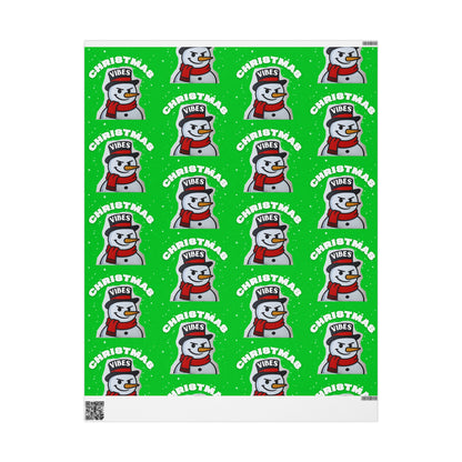 Christmas Snowman Wrapping Paper Roll – Festive Green Holiday Gift Wrap