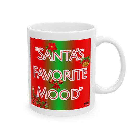 Christmas Mug – “Santa’s Favorite Mo” Festive Ceramic Coffee Cup (11oz & 15oz)