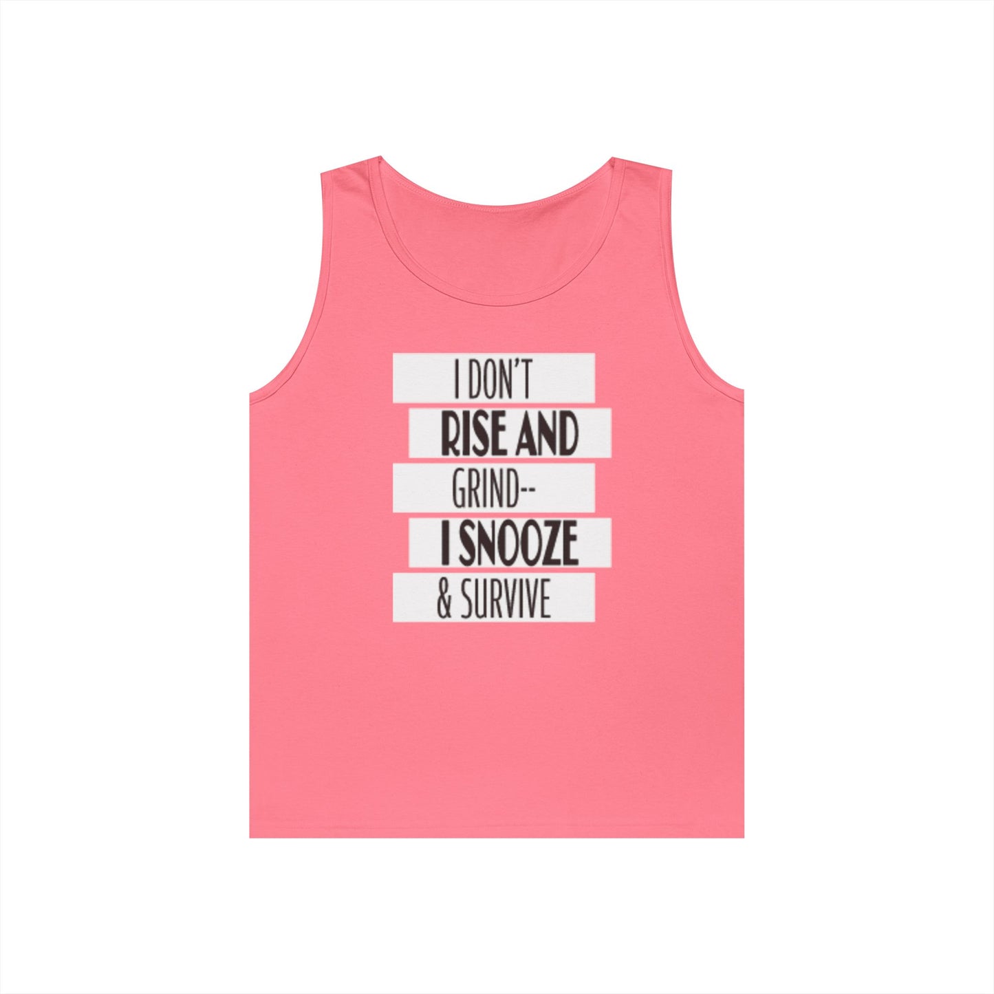 Heavy Cotton Tank Top with "I Don't Rise and Grind - I Snooze & Survive" Design - Relaxed Vibe, Perfect for Lazy Days, Gift for [...]