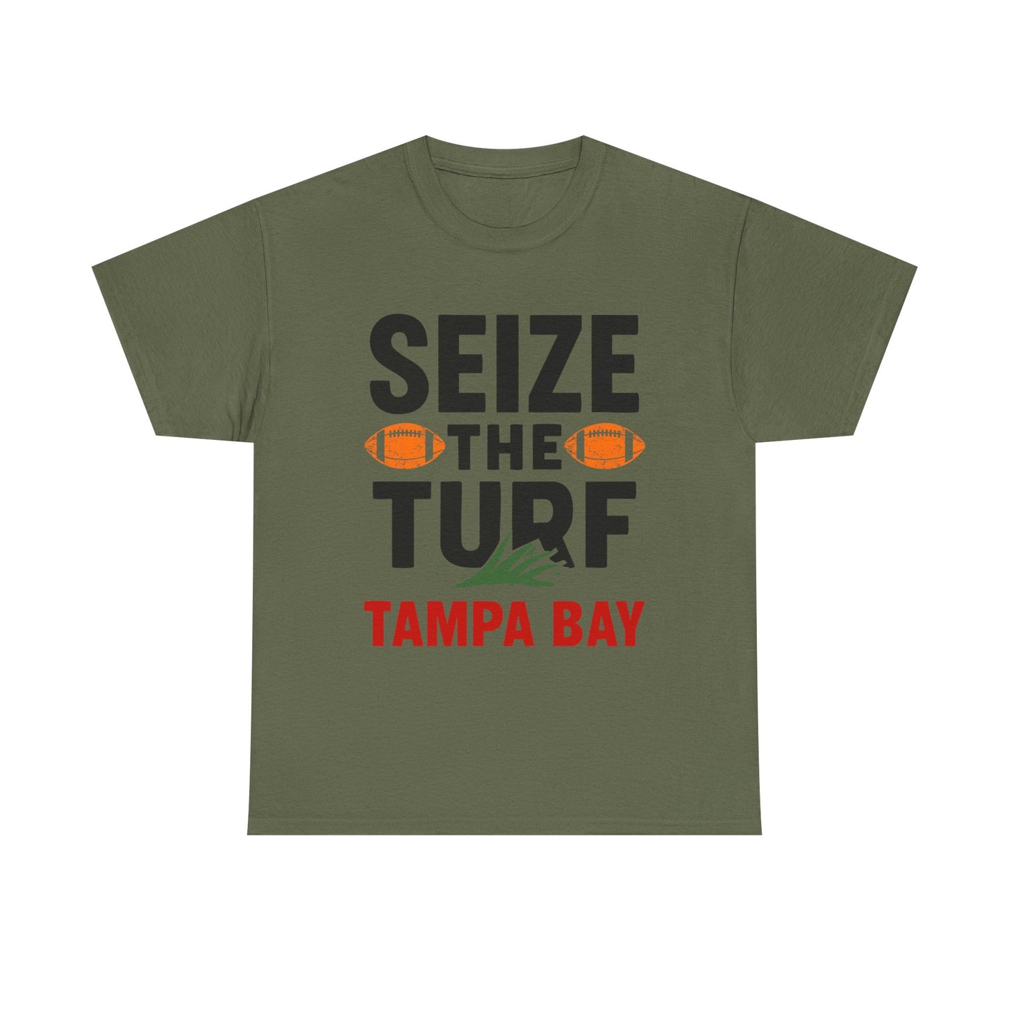 Male Heavy Cotton Tee - Seize the Turf Tampa Bay Football Shirt, Sports [...]