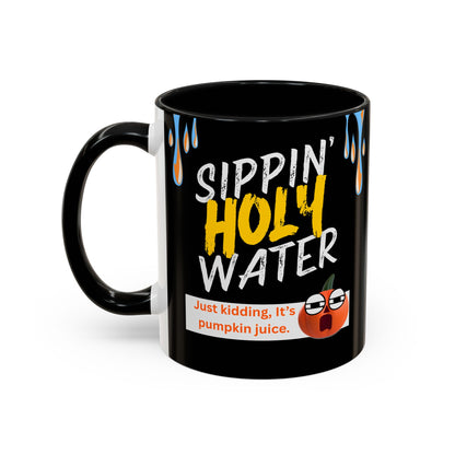 Sippin' Holy Water Coffee Mug, Funny Pumpkin Juice Mug, Halloween Coffee Cup, Unique Gift for Fall, Cute Office Mug, Quirky Kitchenware
