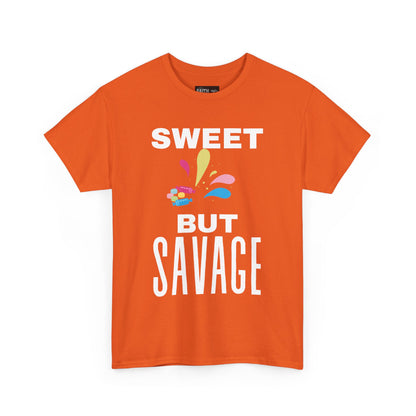Sweet but Savage Grandma Cotton Tee | Fun Gift for Trendsetters, Everyday Wear, Birthday Party, and Casual Outings