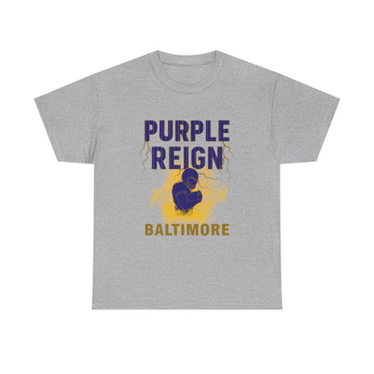 Purple Reign Male Cotton Tee - Bold Style for Baltimore Fans, Casual