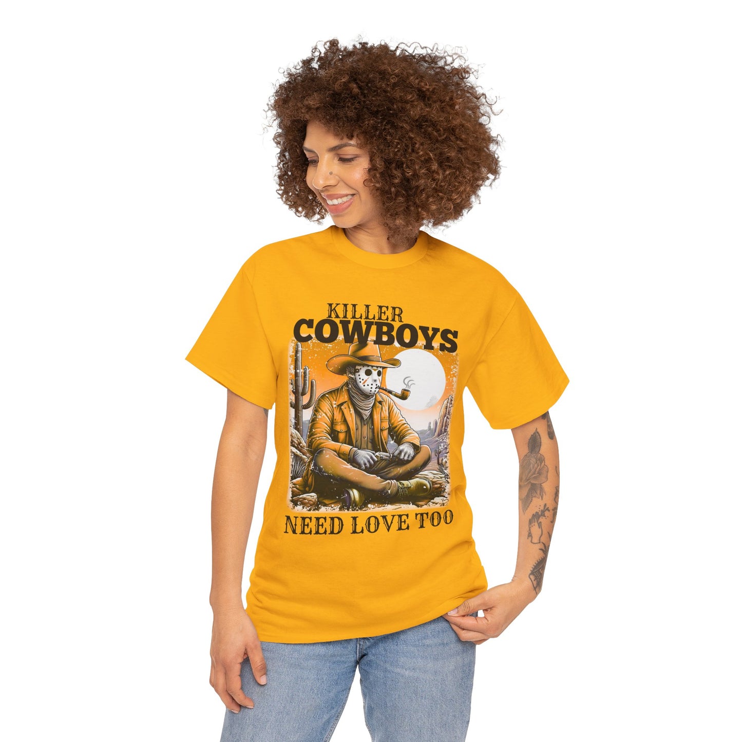 Killer Cowboys Graphic Tee, Unisex Heavy Cotton T-Shirt for Casual Wear, Cowboy Lover Gift, Western Occasion Apparel