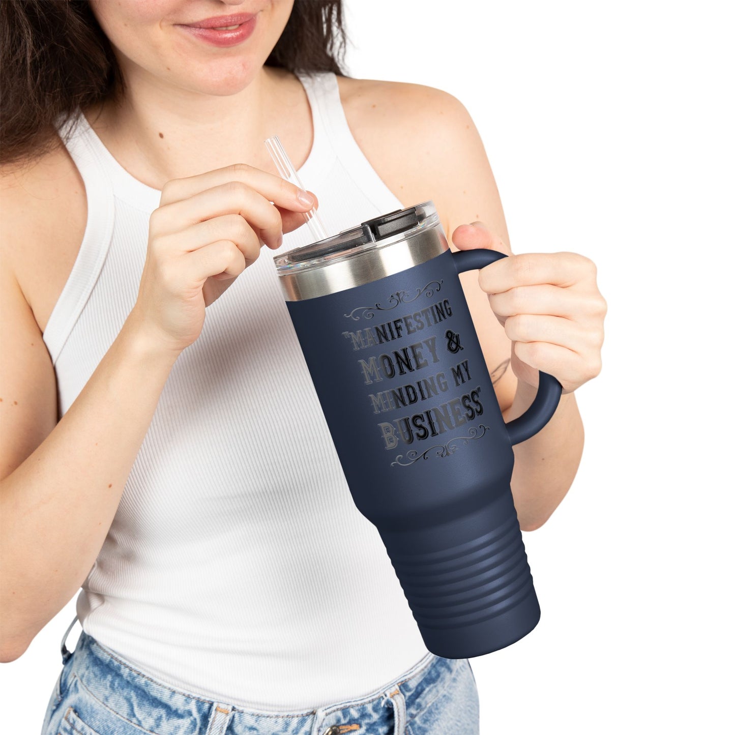 Manifesting Money Insulated Travel Mug, 40oz - Motivational Travel Tumbler, Gift for Entrepreneurs, Daily Affirmation Mug, [...]