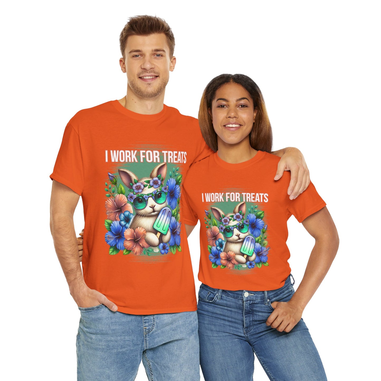 Cute Bunny Graphic Tee for Treat Lovers, Summer Fun Shirt, Animal Lover Gift, Cute Gift for Her, Floral T-Shirt