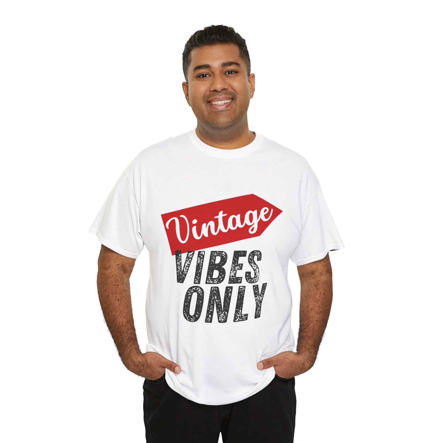 Vintage Vibes Only Unisex Heavy Cotton Tee, Retro T-Shirt, Trendy Gift for Him/Her, Casual Wear, Music Festival Outfit