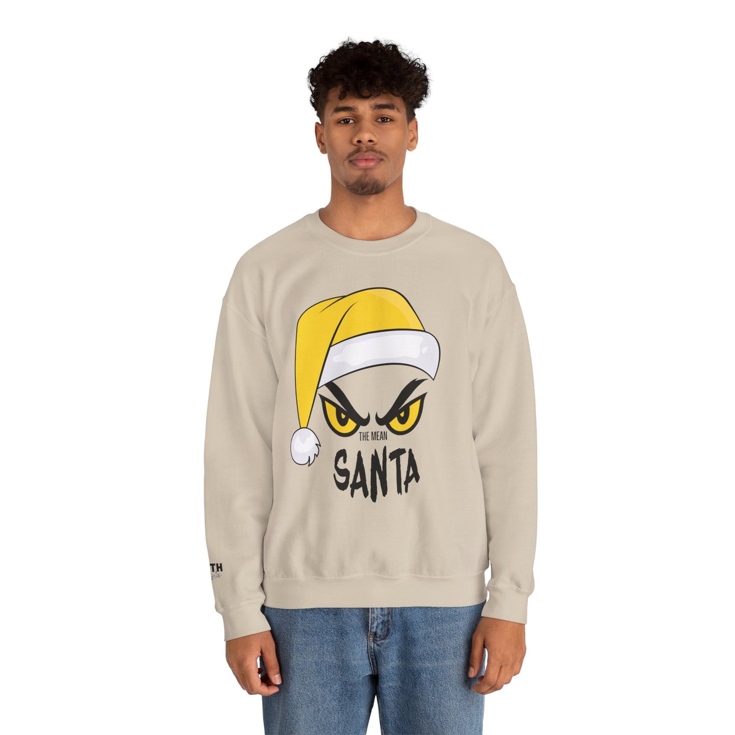 The Mean SANTA Sweatshirt -  Holiday Crewneck - Yellow