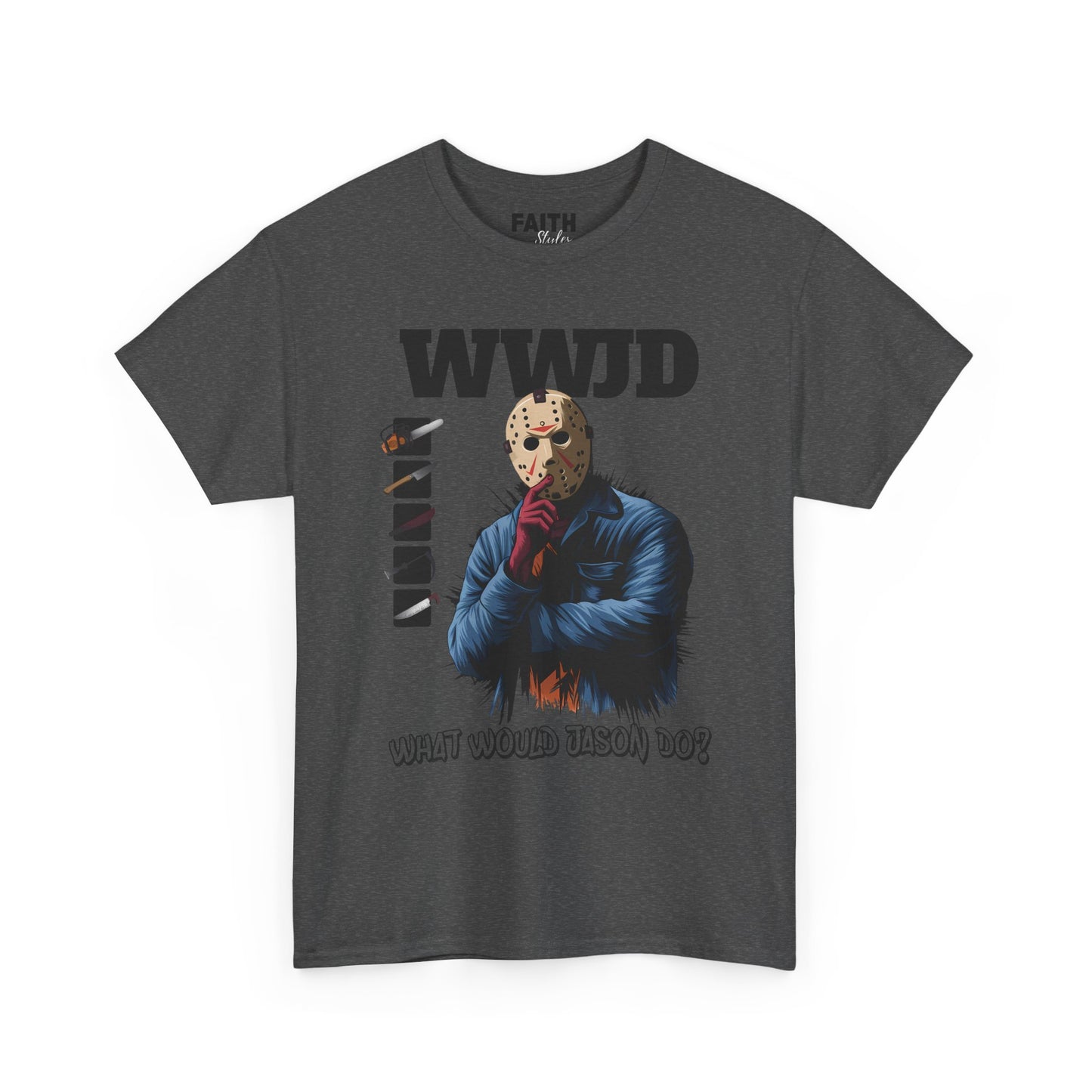 WWJD Unisex Heavy Cotton Tee, Graphic T-Shirt, Casual Wear, Gift for Him, Trendy Apparel, Statement Tee