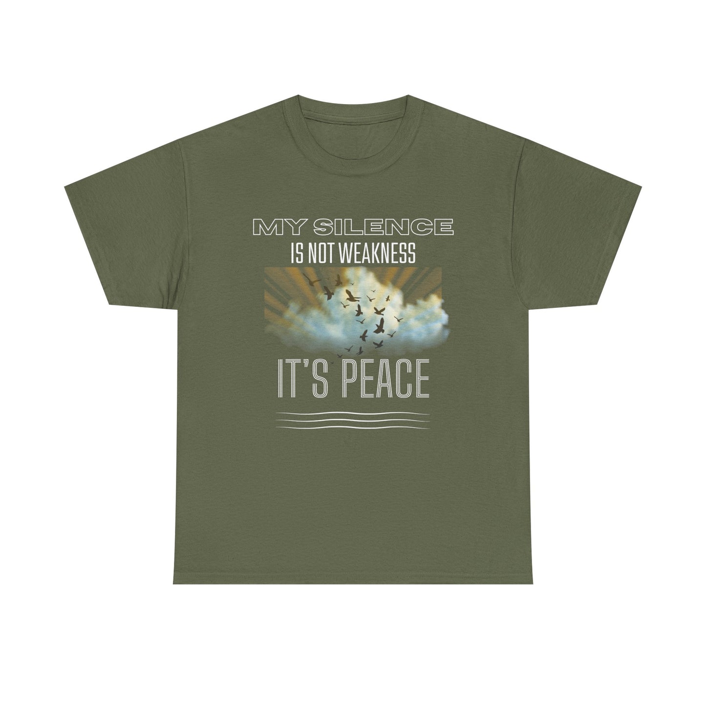 Male Heavy Cotton Tee - "My Silence is Not Weakness, It's Peace" - Inspirational Gift for Mindfulness, Self-Care, and Peace Lovers, [...]