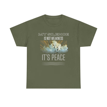 Male Heavy Cotton Tee - "My Silence is Not Weakness, It's Peace" - Inspirational Gift for Mindfulness, Self-Care, and Peace Lovers, [...]
