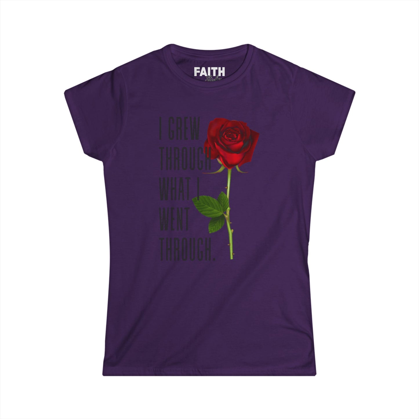 Women's Empowerment Rose Tee - "I Grew Through What I Went Through", Inspirational T-Shirt, Gift for Her, Self-Love Apparel, Motivational Fashion