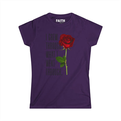 Women's Empowerment Rose Tee - "I Grew Through What I Went Through", Inspirational T-Shirt, Gift for Her, Self-Love Apparel, Motivational Fashion