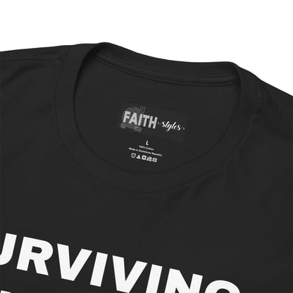 Surviving on Coffee Tee - Unisex Heavy Cotton Shirt, Funny Gift for Coffee Lovers, Perfect for Everyday Wear, Birthday & Holidays