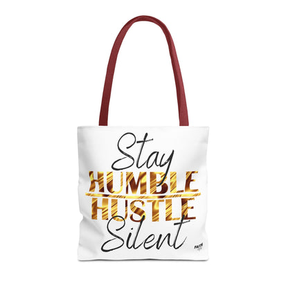FaithStyles Stay Humble Hustle Silent Tote Bag — Motivational Leopard Print Canvas Tote