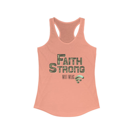 Faith Strong Women's Racerback Tank - Motivational Sleeveless Top, Fitness Apparel, Workout Gear, Spiritual Clothing, Gifts for Her