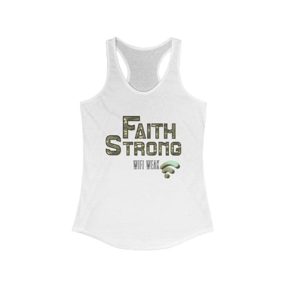 Faith Strong Women's Racerback Tank - Motivational Sleeveless Top, Fitness Apparel, Workout Gear, Spiritual Clothing, Gifts for Her