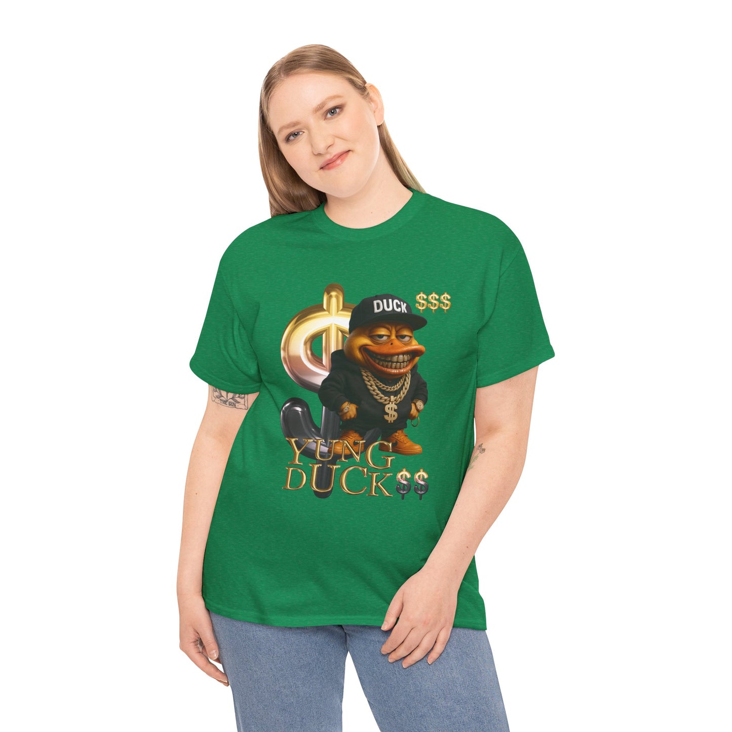 Yung Duck$$ Unisex Heavy Cotton Tee - Fun Streetwear T-Shirt for Casual Outfits
