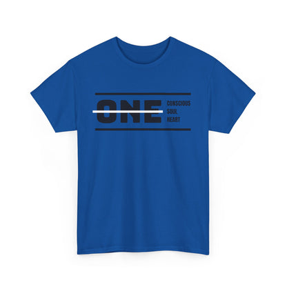 Male's Heavy Cotton Tee - 'ONE' Conscious Soul Heart | Casual Apparel, Gift for Mindfulness, Inspirational Wear, Summer Tee, Everyday Style