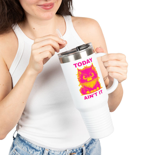 Colorful Insulated Travel Mug with Fun Design, 40oz Coffee Tumbler, Cat Lover Gift, Funny Travel Mug, Perfect for Daily Commute, Birthday