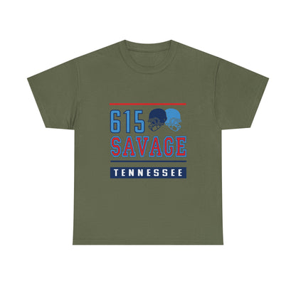 615 Savage Tennessee Male Heavy Cotton Tee - Casual Wear, Sports Fan Apparel, Gift for Him/Her, Tennessee Pride Shirt, Everyday Comfort