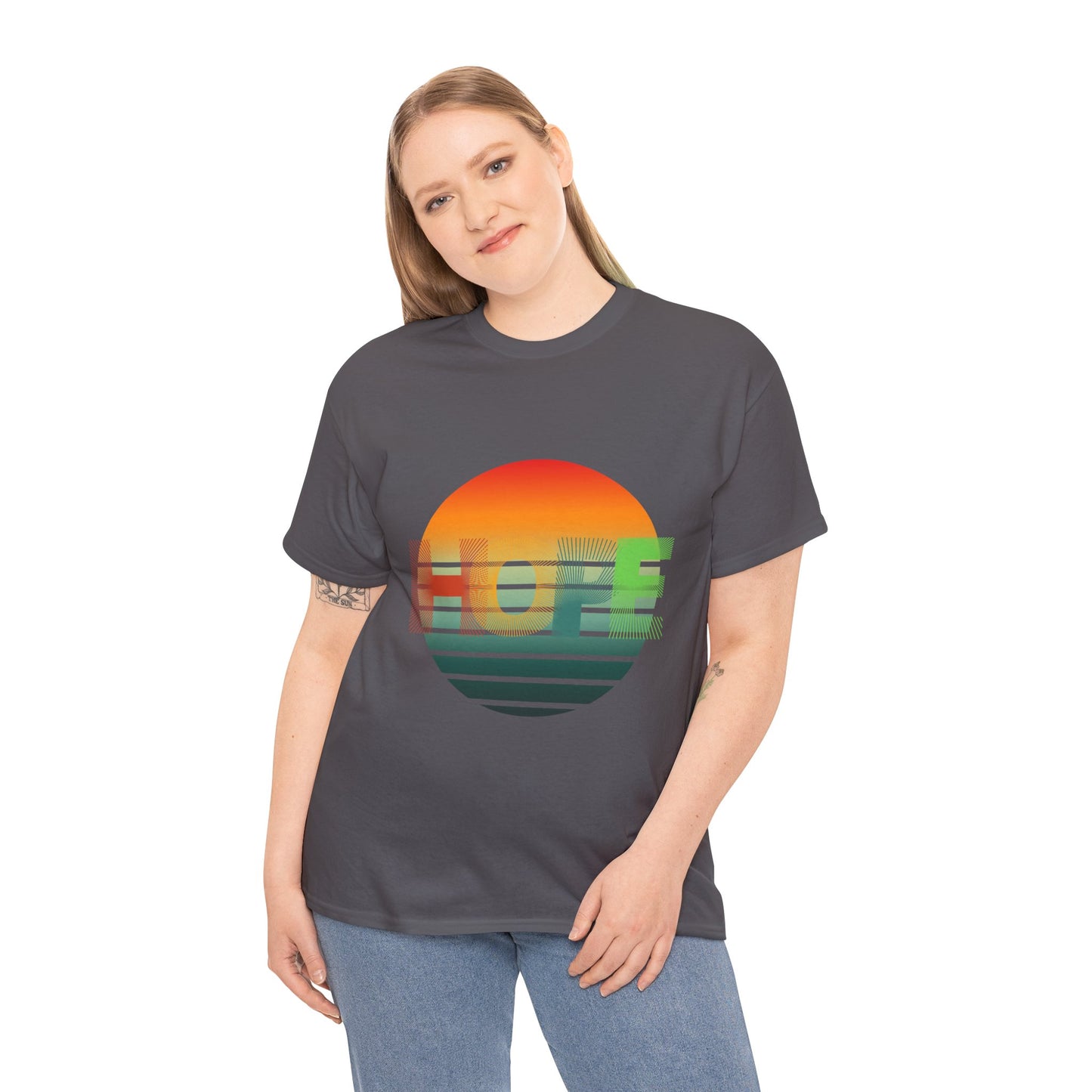 "HOPE" Sunset Vibes Unisex Cotton Tee, Summer T-Shirt, Gift for Him/Her, Casual Wear, Beach Day Outfit, Eco-Friendly Fashion