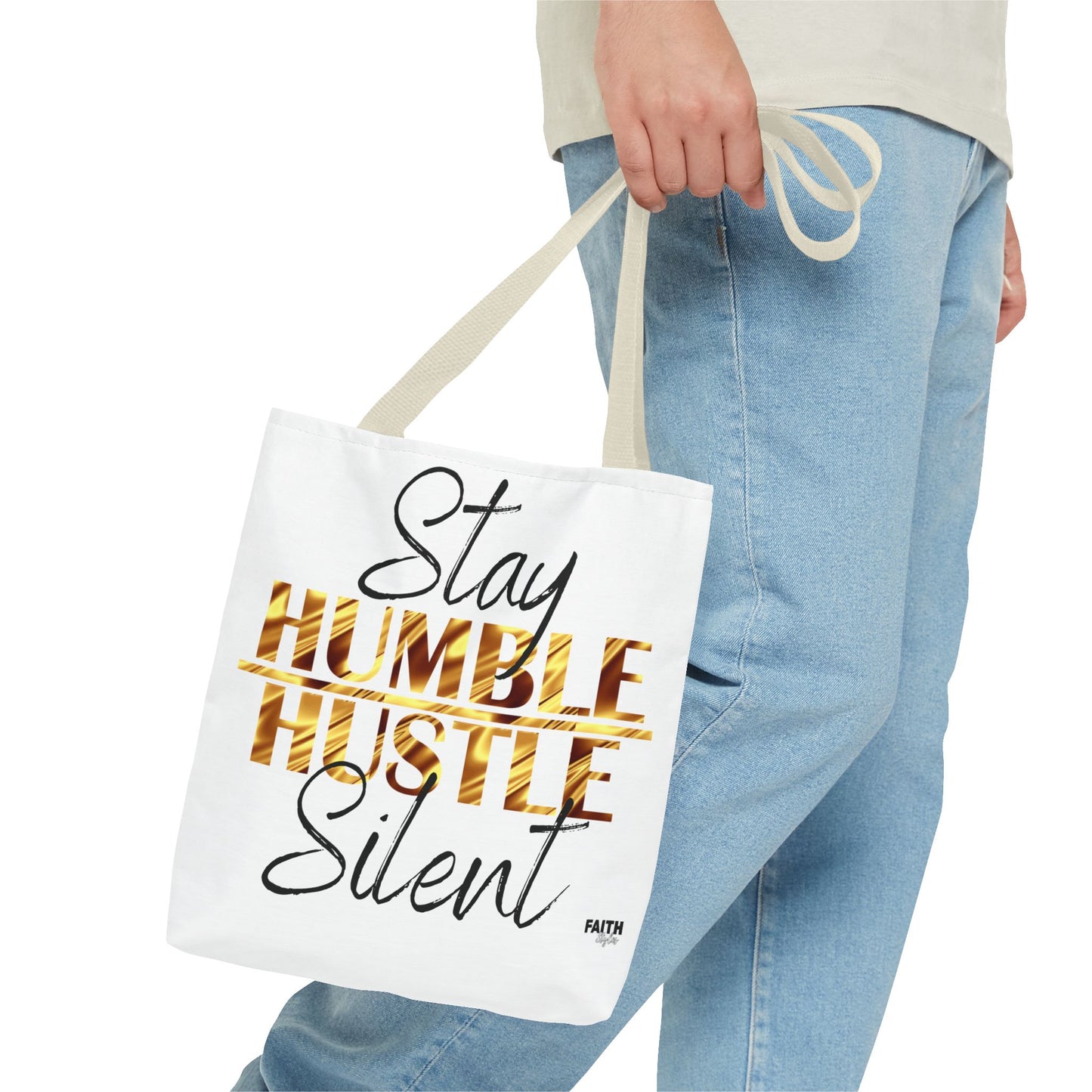 FaithStyles Stay Humble Hustle Silent Tote Bag — Motivational Leopard Print Canvas Tote