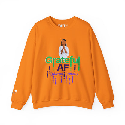 Women Grateful AF Crewneck Sweatshirt | Cozy Unisex Pullover for Thanksgiving, Gifts, and Everyday Wear