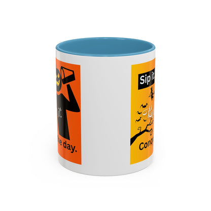 Halloween-Themed Coffee Mug, Sip It Believe It Conquer the Day, Fall Decor, Gift for Pumpkin Lovers, Autumn Kitchenware