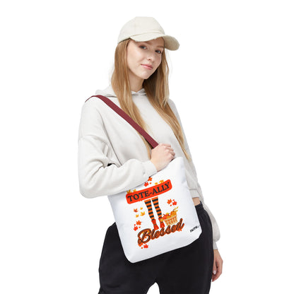 FaithStyles Blessed Holiday Tote Bag, Autumn Tote, Fall Accessories, Gift for Her, Seasonal Shopping Bag, Cute Grocery Bag