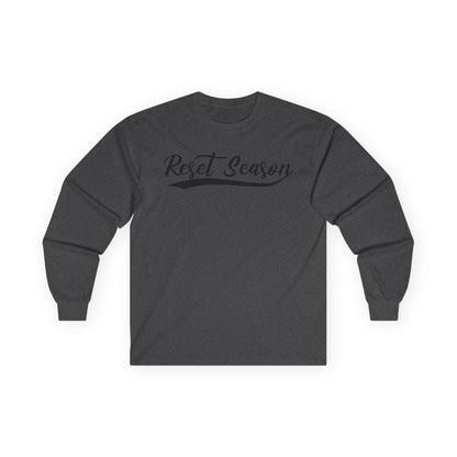 Long Sleeve Tee — "Reset Season" Script Graphic