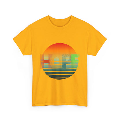 "HOPE" Sunset Vibes Unisex Cotton Tee, Summer T-Shirt, Gift for Him/Her, Casual Wear, Beach Day Outfit, Eco-Friendly Fashion