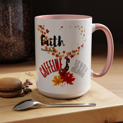 Faith & Caffeine Fall Coffee Mug | Perfect for Autumn Lovers, Thanksgiving Gift, Religious Coffee Cup, Inspirational Drinkware, Cozy Vibes