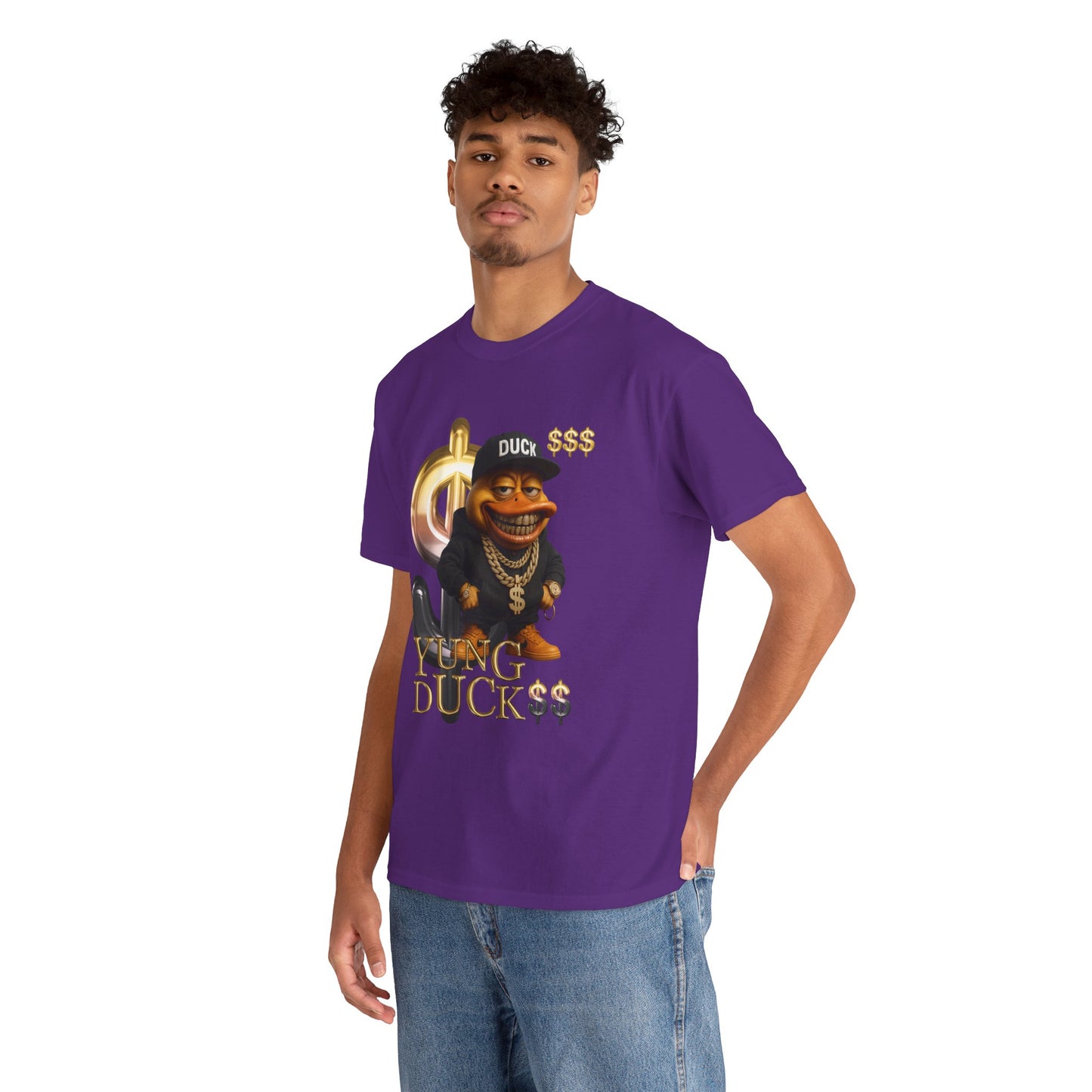 Yung Duck$$ Unisex Heavy Cotton Tee - Fun Streetwear T-Shirt for Casual Outfits