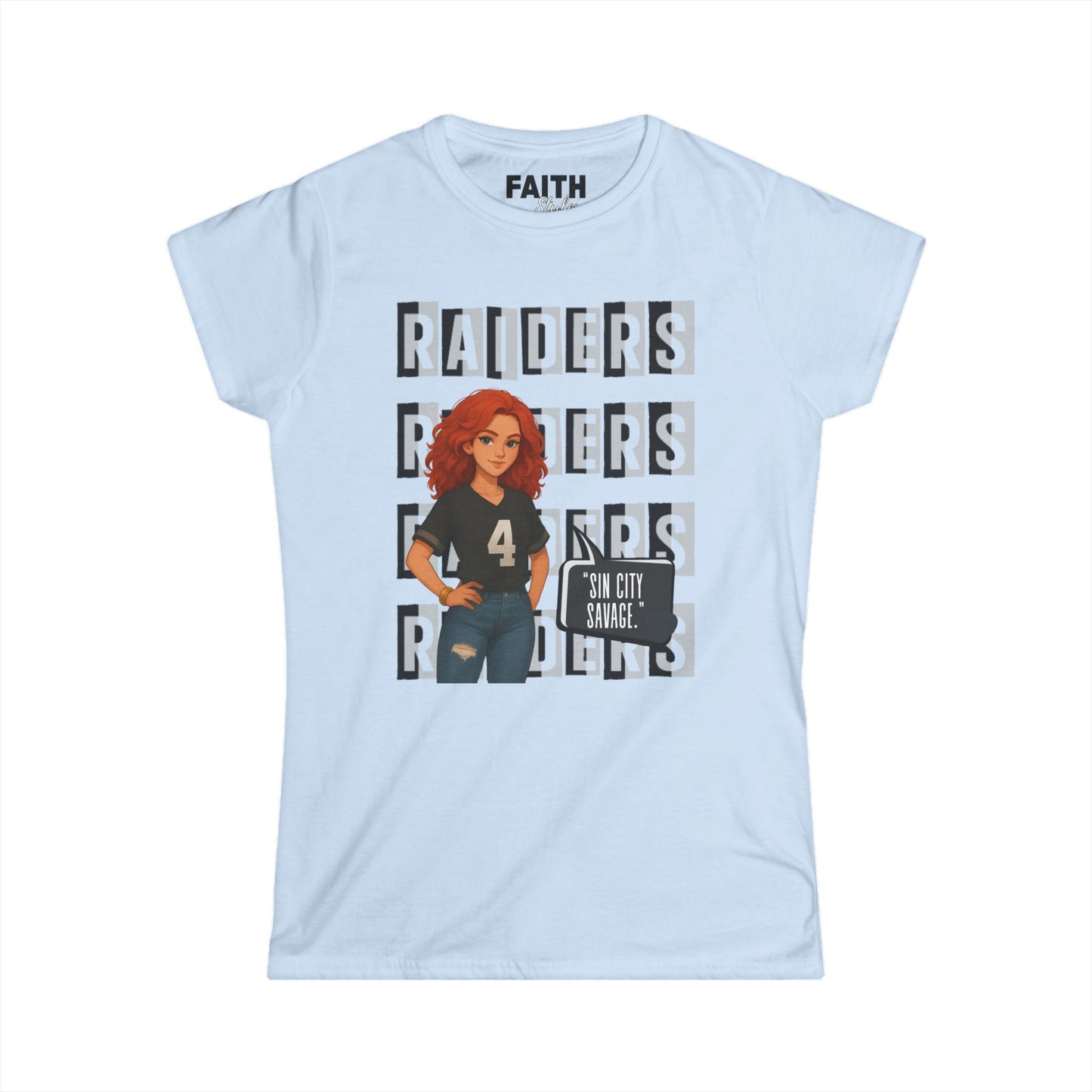 Raiders-Inspired Women’s Softstyle Tee, Casual Sports Shirt, Football Fan Apparel, Gameday Outfit, Gift for Her