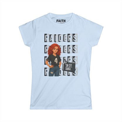 Raiders-Inspired Women’s Softstyle Tee, Casual Sports Shirt, Football Fan Apparel, Gameday Outfit, Gift for Her