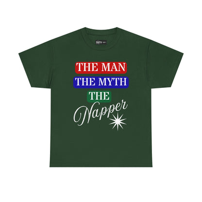 The Man, The Myth, The Napper Tee - Funny Unisex Cotton T-Shirt, Gift for Nap Lovers, Humor Apparel, Relaxation Shirt, Fun Sleepwear