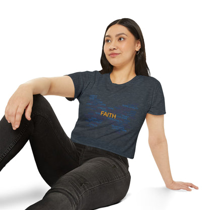 Women's Festival Crop Top with Faith Design, Boho Style Tee, Summer Festival Top, Inspirational Apparel, Gift for Her