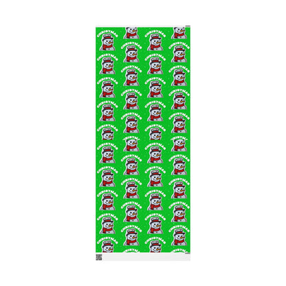 Christmas Snowman Wrapping Paper Roll – Festive Green Holiday Gift Wrap