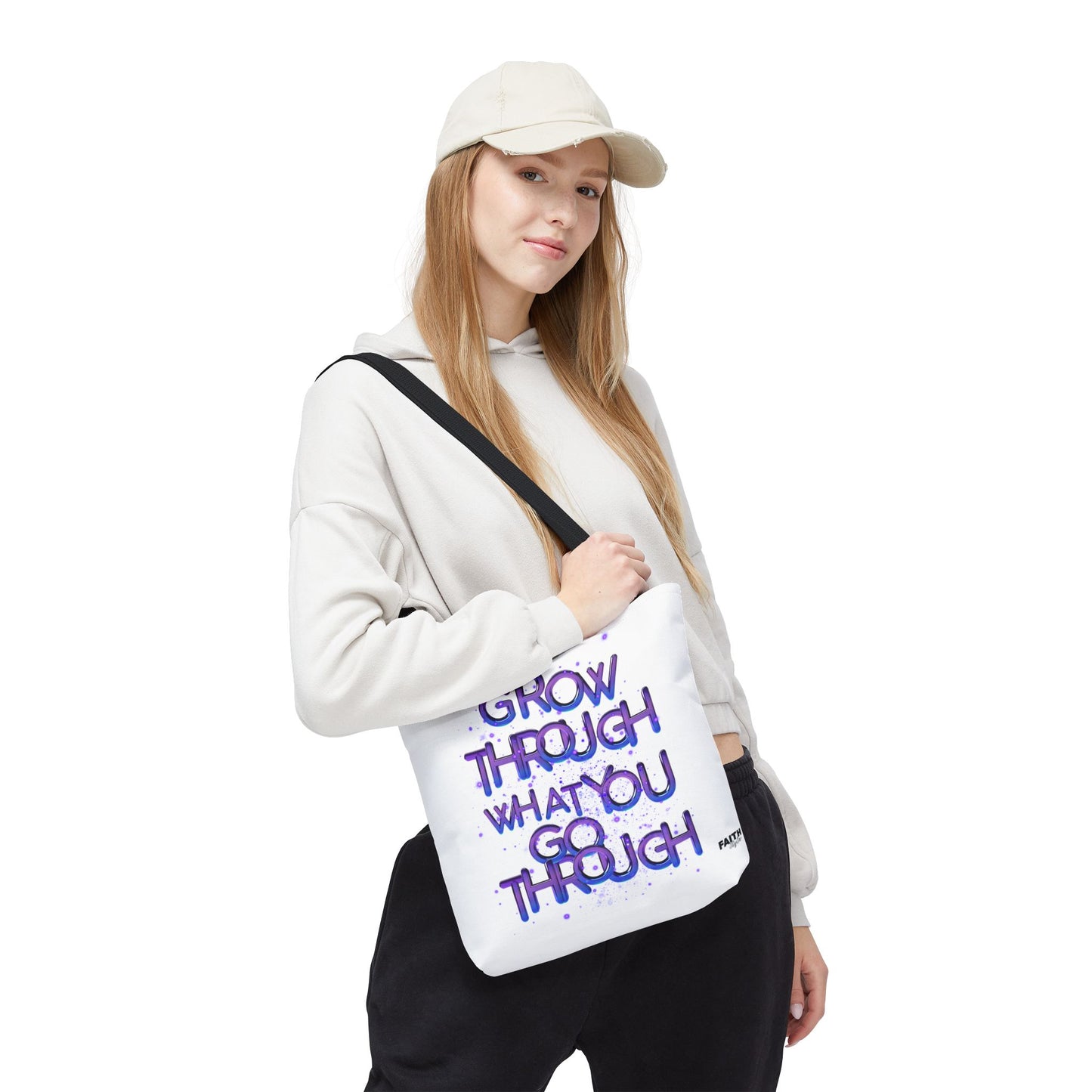 FaithStyles Tote — "Grow Through What You Go Through" Inspirational Quote Bag