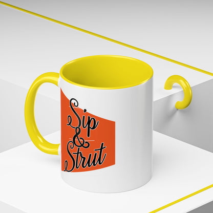 Accent Coffee Mug (11, 15oz) - Sip & Strut Design, Perfect Gift for Coffee Lovers, Home Office Decor, Unique Holiday Present, Ceramic [...]