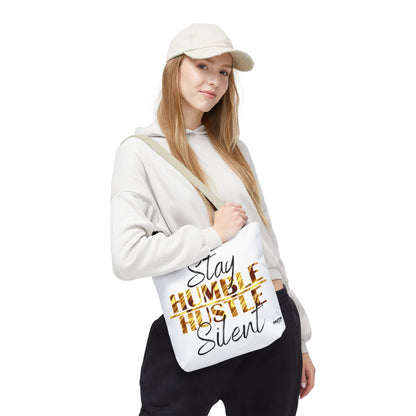 FaithStyles Stay Humble Hustle Silent Tote Bag — Motivational Leopard Print Canvas Tote