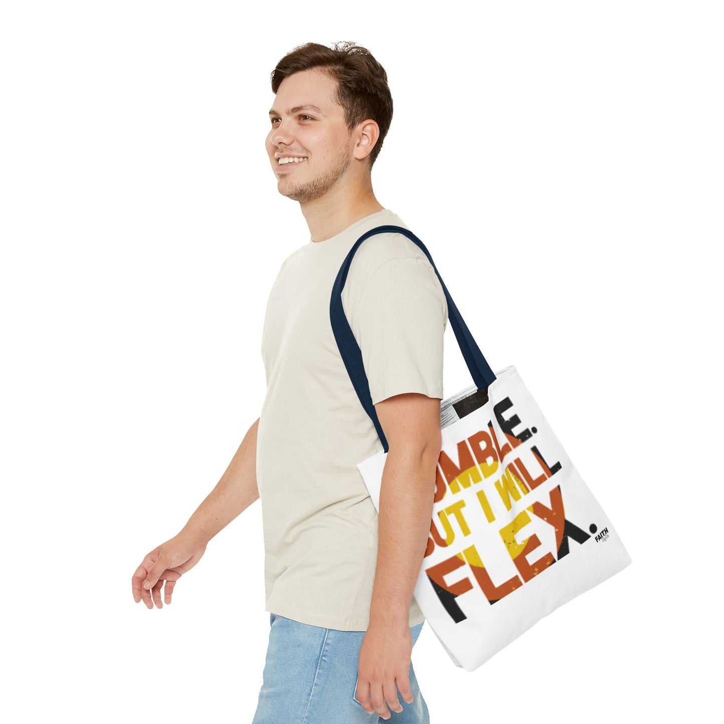 FaithStyles Tote Bag — “Humble But I Will Flex” Graphic Tote, Motivational Everyday Bag