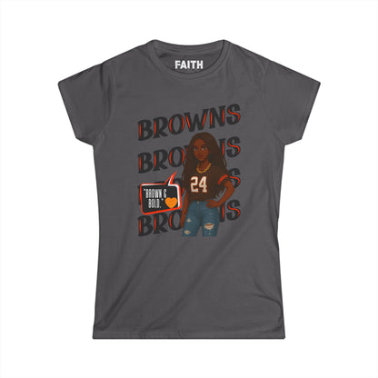 Browns Inspired Women’s Tee, Football Fan Shirt, Game Day Top, Sportswear for Her, NFL Gift for Her