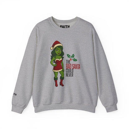 Christmas Girl Holiday Sweatshirt — 'The Bad Santa Could Never' Christmas Crewneck