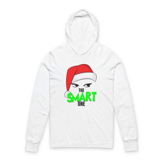 The Smart One Hooded Long Sleeve Tee — Christmas Santa Hat Graphic