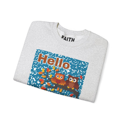 Autumn Owl Crewneck Sweatshirt, Cozy Fall Apparel, Seasonal Gift, Halloween, Thanksgiving, Cute Sweatshirt, Unisex Fall Fashion