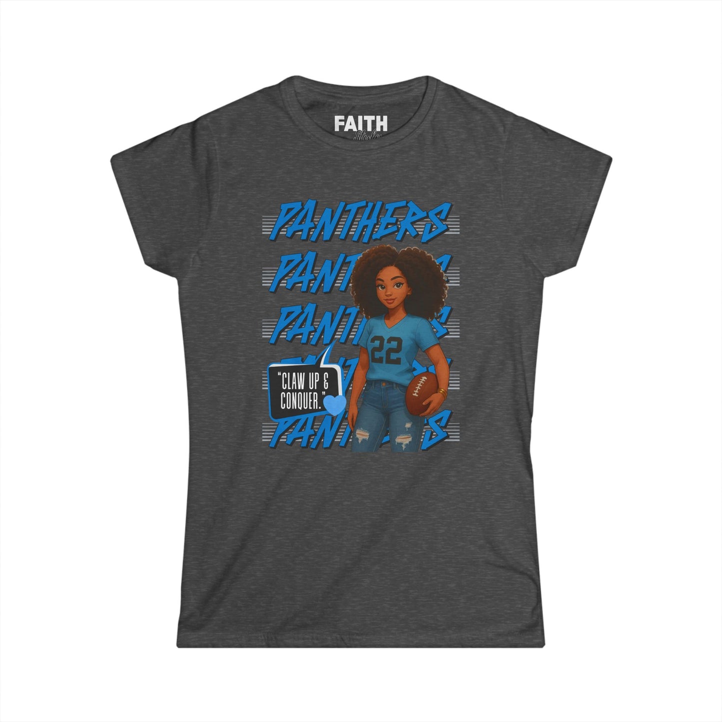 Panthers Cheer Women's Softstyle Tee, Cute Graphic Tee for Football Fans, Sportswear for Game Days and Events, Gift for Cheerleaders