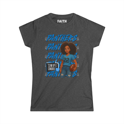 Panthers Cheer Women's Softstyle Tee, Cute Graphic Tee for Football Fans, Sportswear for Game Days and Events, Gift for Cheerleaders