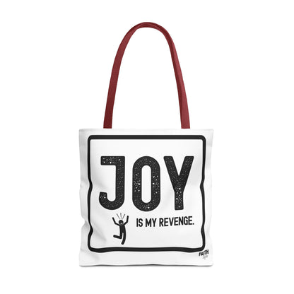 FaithStyles Joy Is My Revenge Tote Bag — Inspirational Graphic Canvas Tote